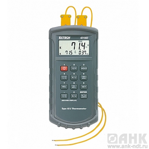 Цифровой термометр Extech 421502 с двойным входом с термопарой типа J/К, до 1370°С