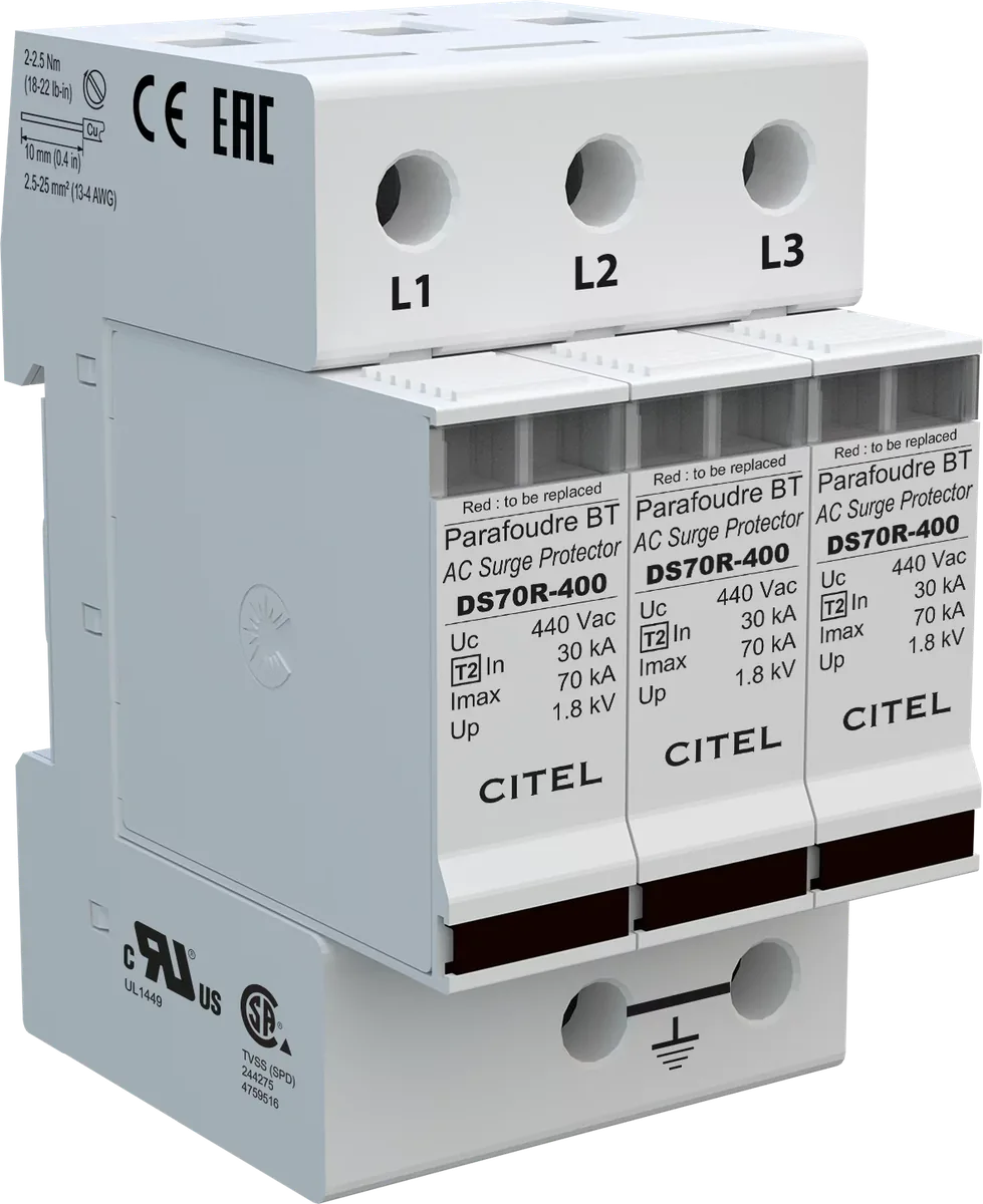 Устройство защиты от импульсных перенапряжений Citel DS73R-400 (491403), тип 2